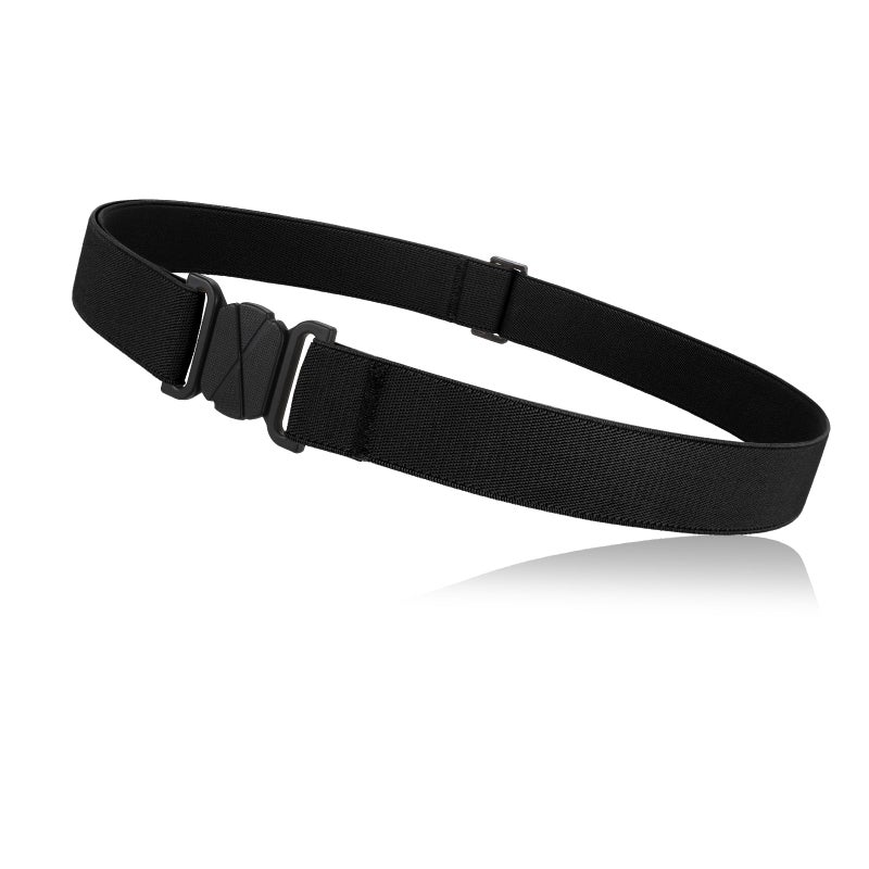 JASGOOD Women No Show Stretch Belt Flat Buckle Elastic Belt for Jeans Pants Dresses (Black) - Image 1